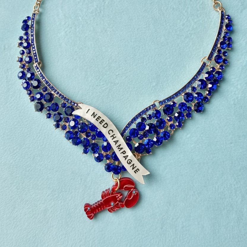 Lobsters and Champagne, diamanté princess necklace