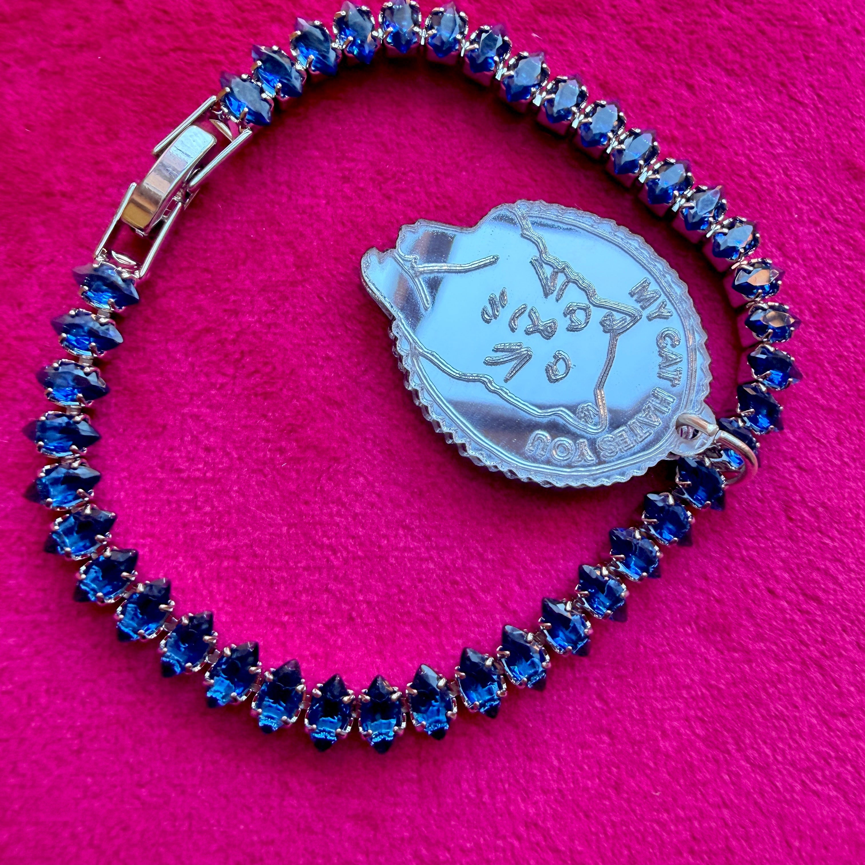 My cat HATES you, diamanté tennis bracelet