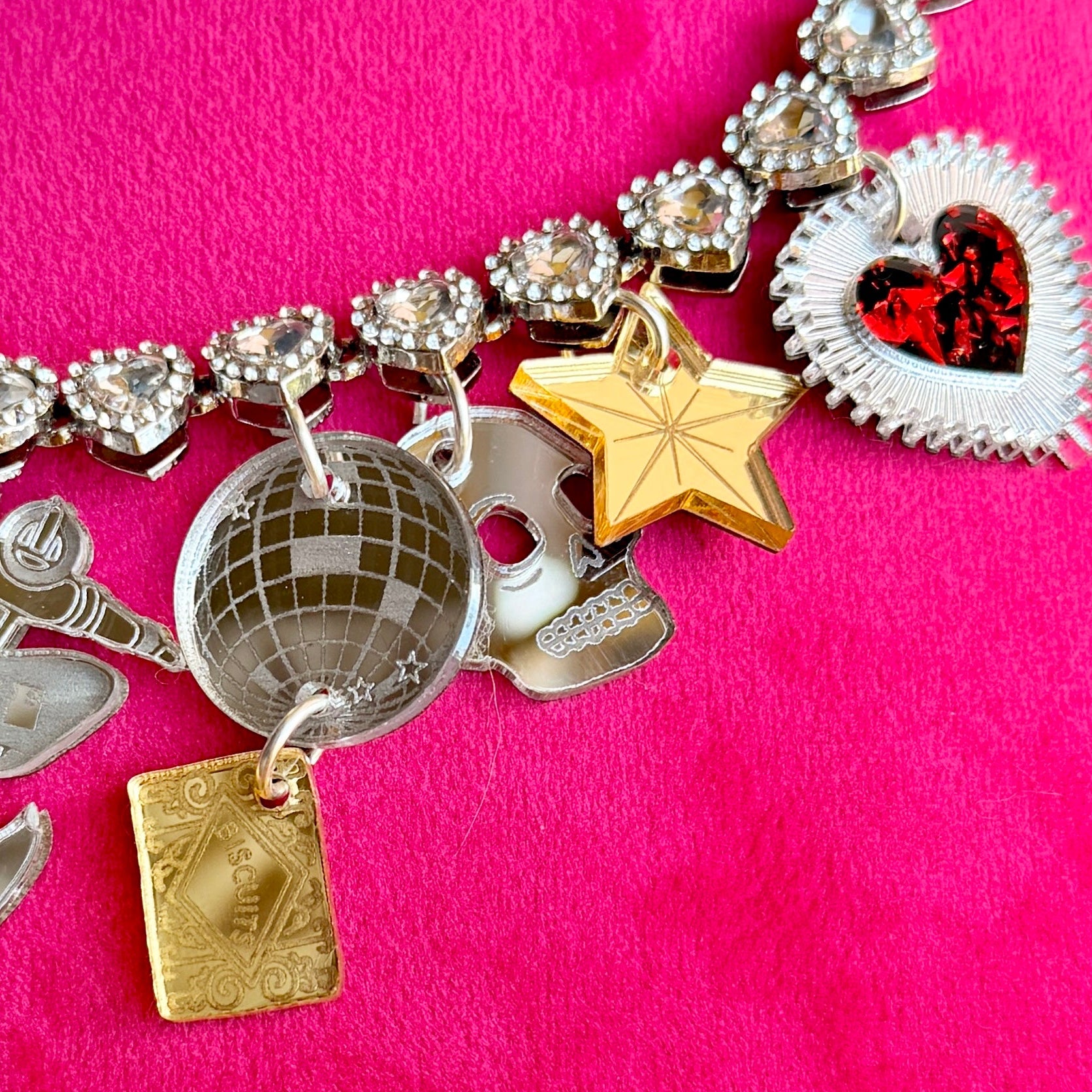 Fancy Favourites, diamanté heart necklace.