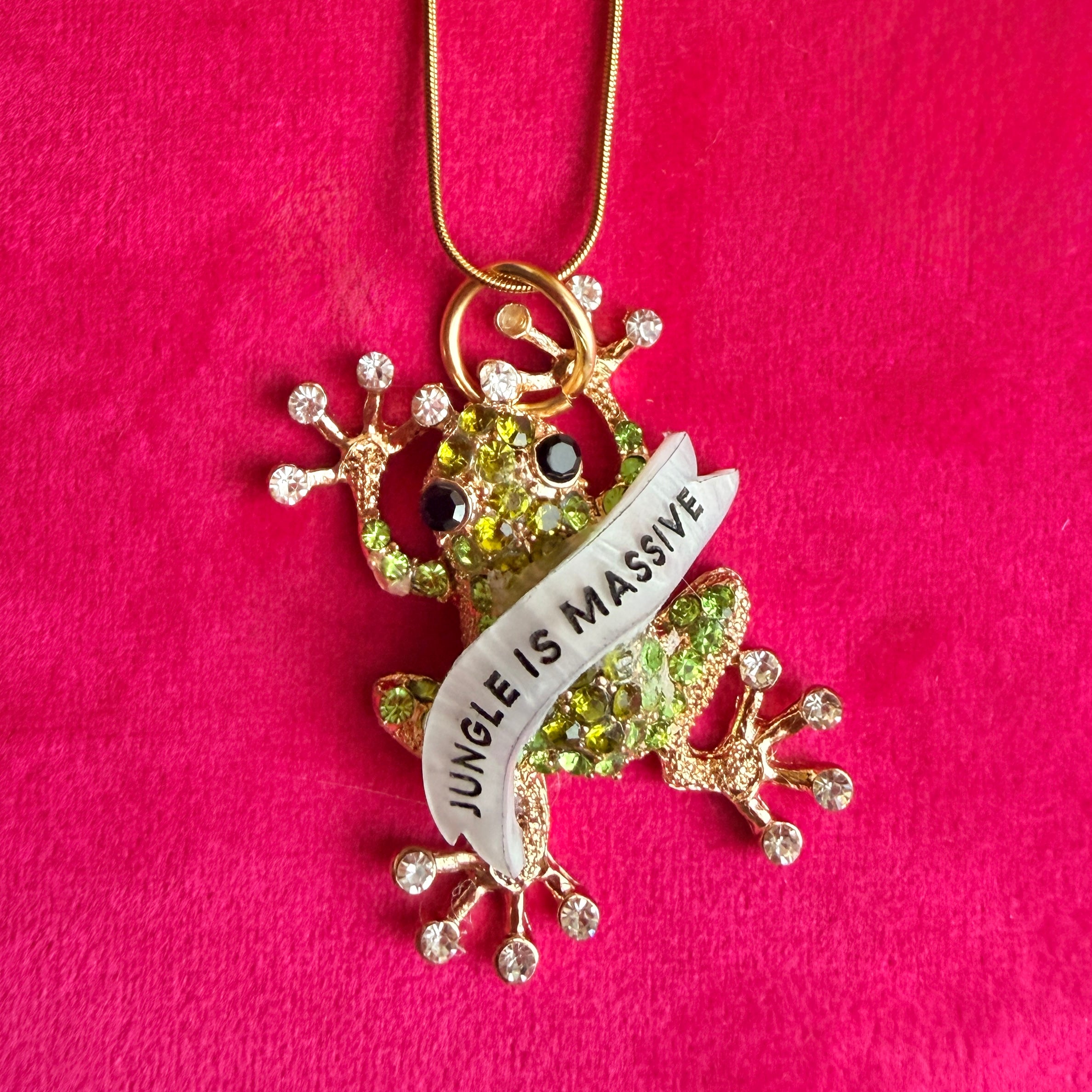 JUNGLE IS MASSIVE tree frog pendant