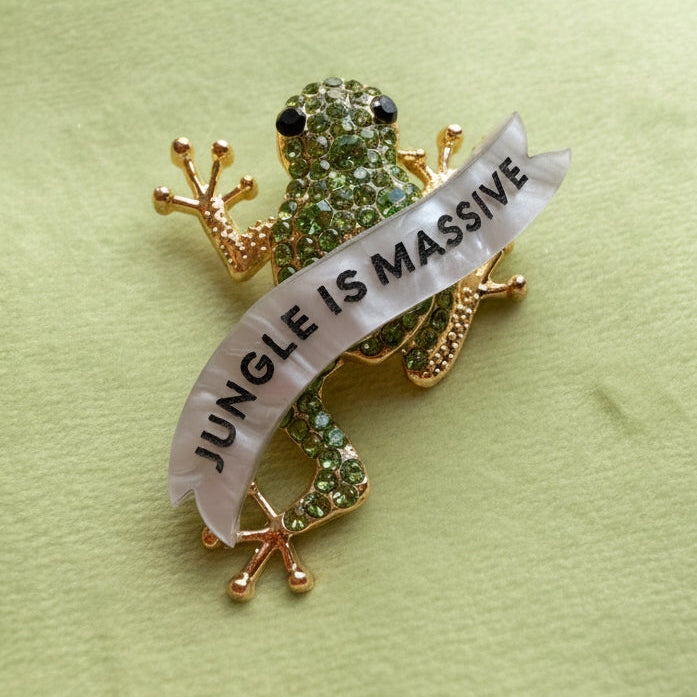 JUNGLE IS MASSIVE tree frog diamanté pin – Pop-Up Studio
