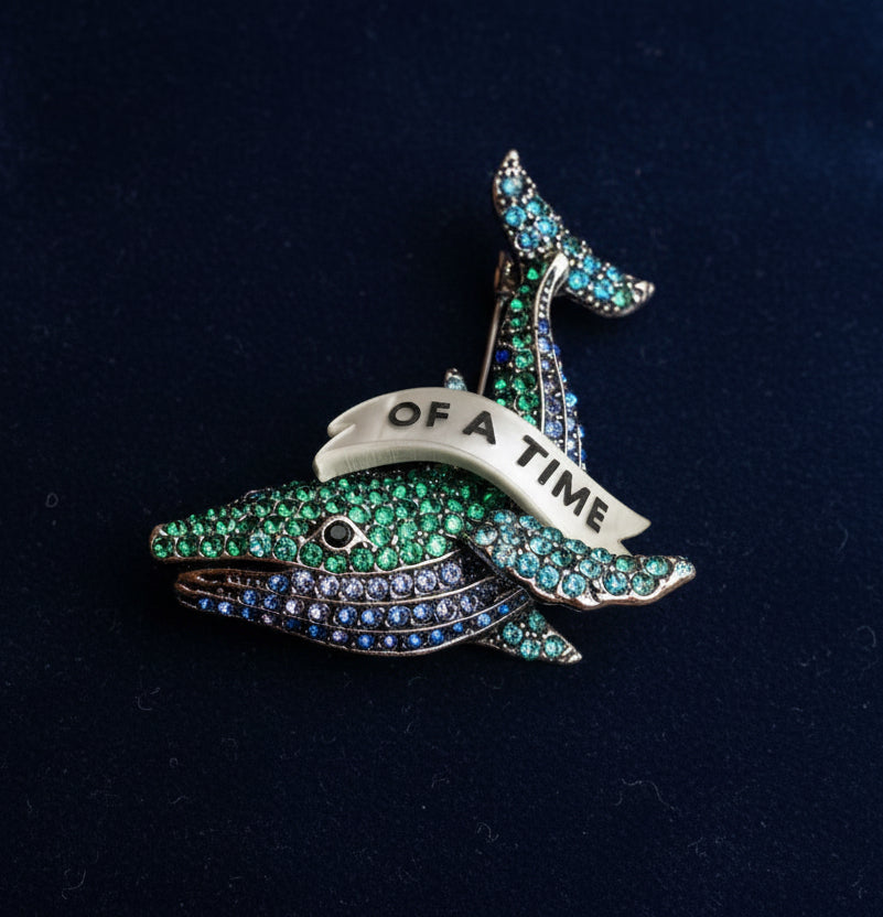 WHALE OF A TIME diamanté pin