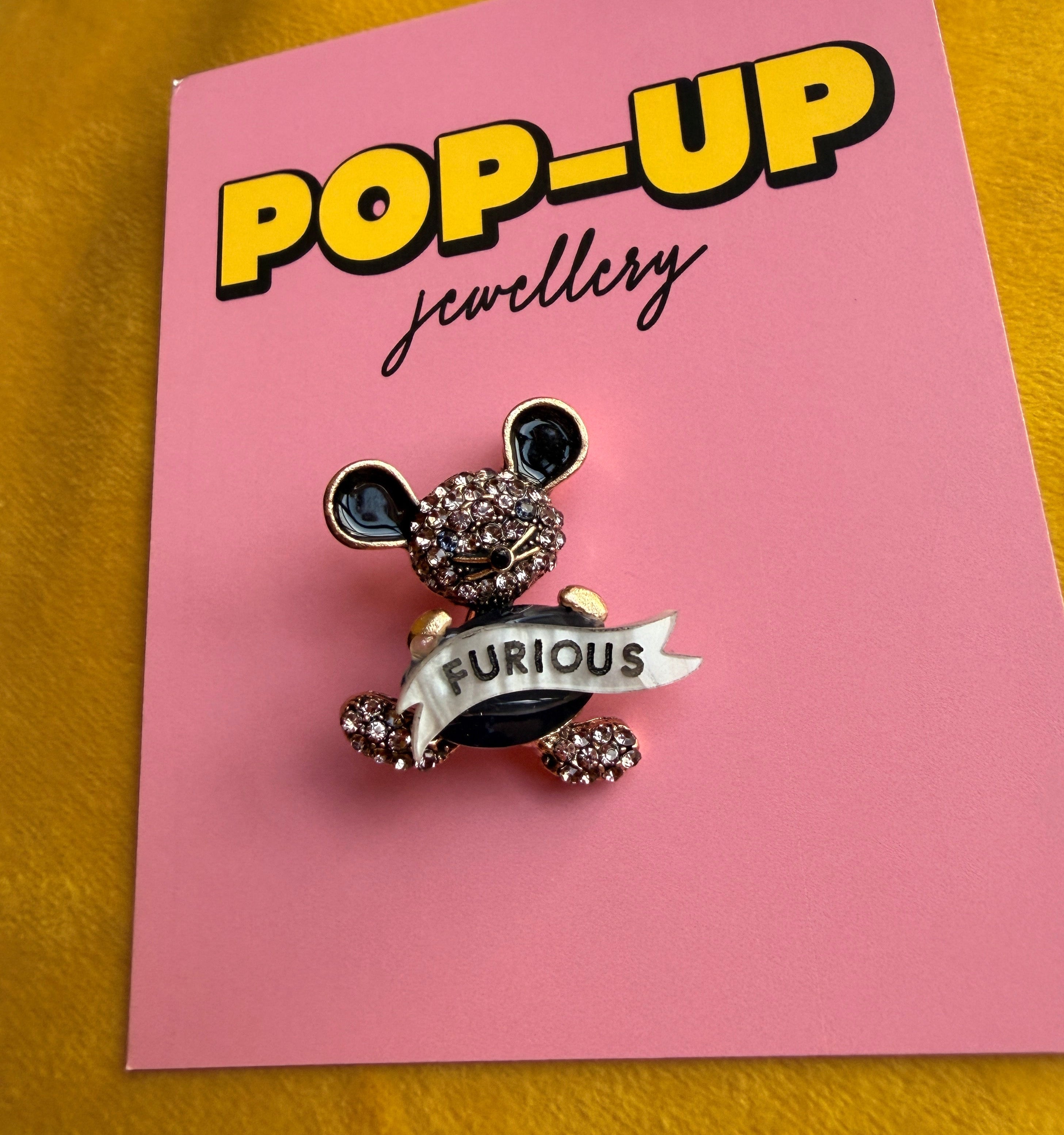 FURIOUS MOUSE diamanté pin