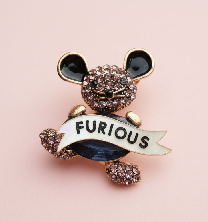 FURIOUS MOUSE diamanté pin