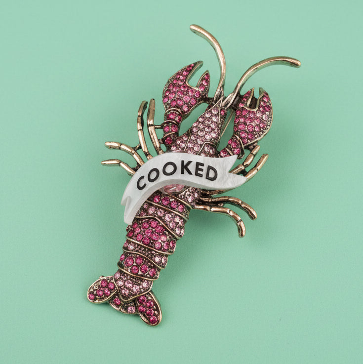COOKED diamanté lobster pin