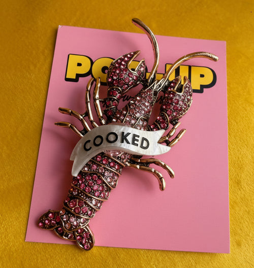 COOKED diamanté lobster pin