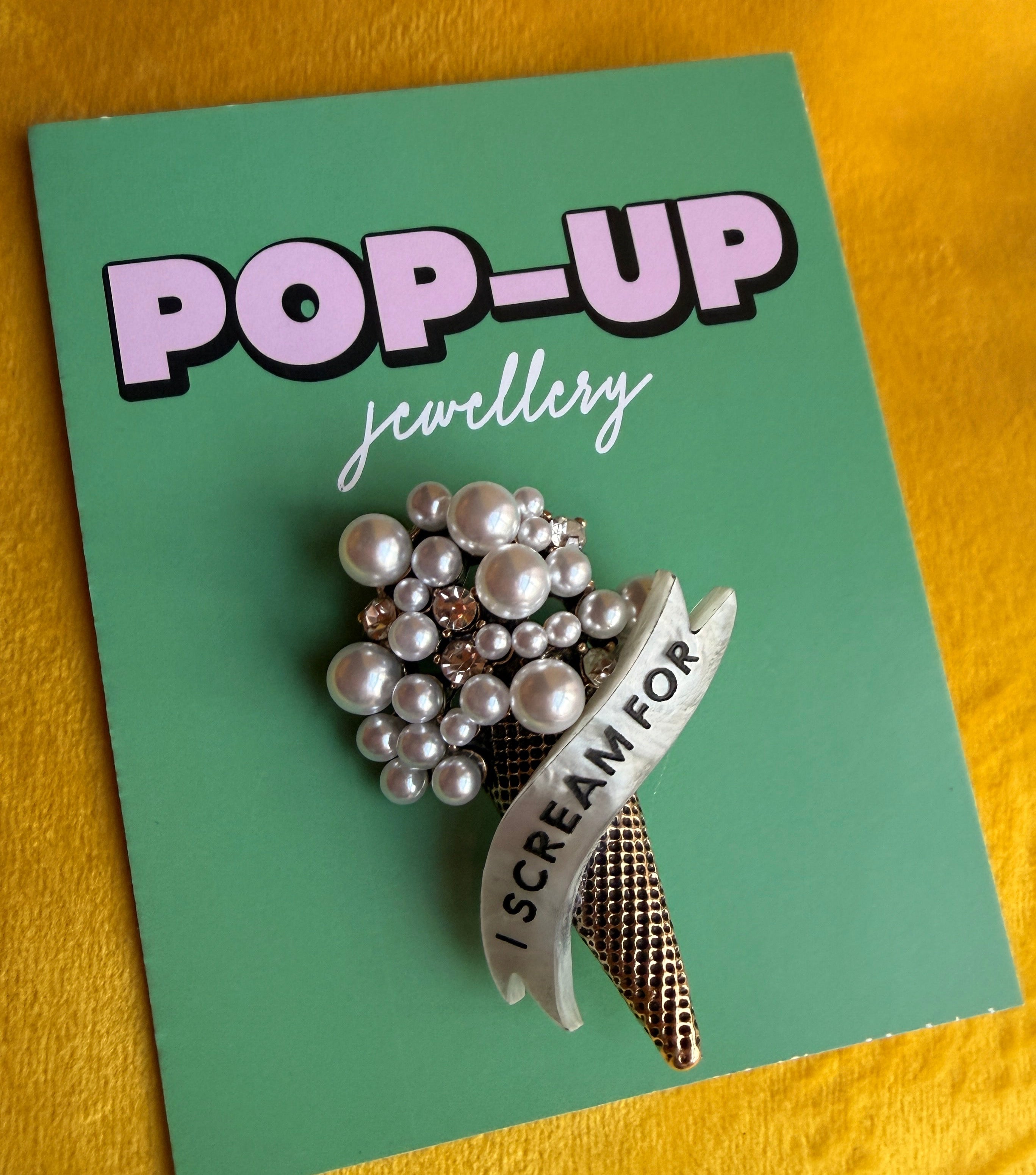 I SCREAM FOR ICE CREAM diamanté pin