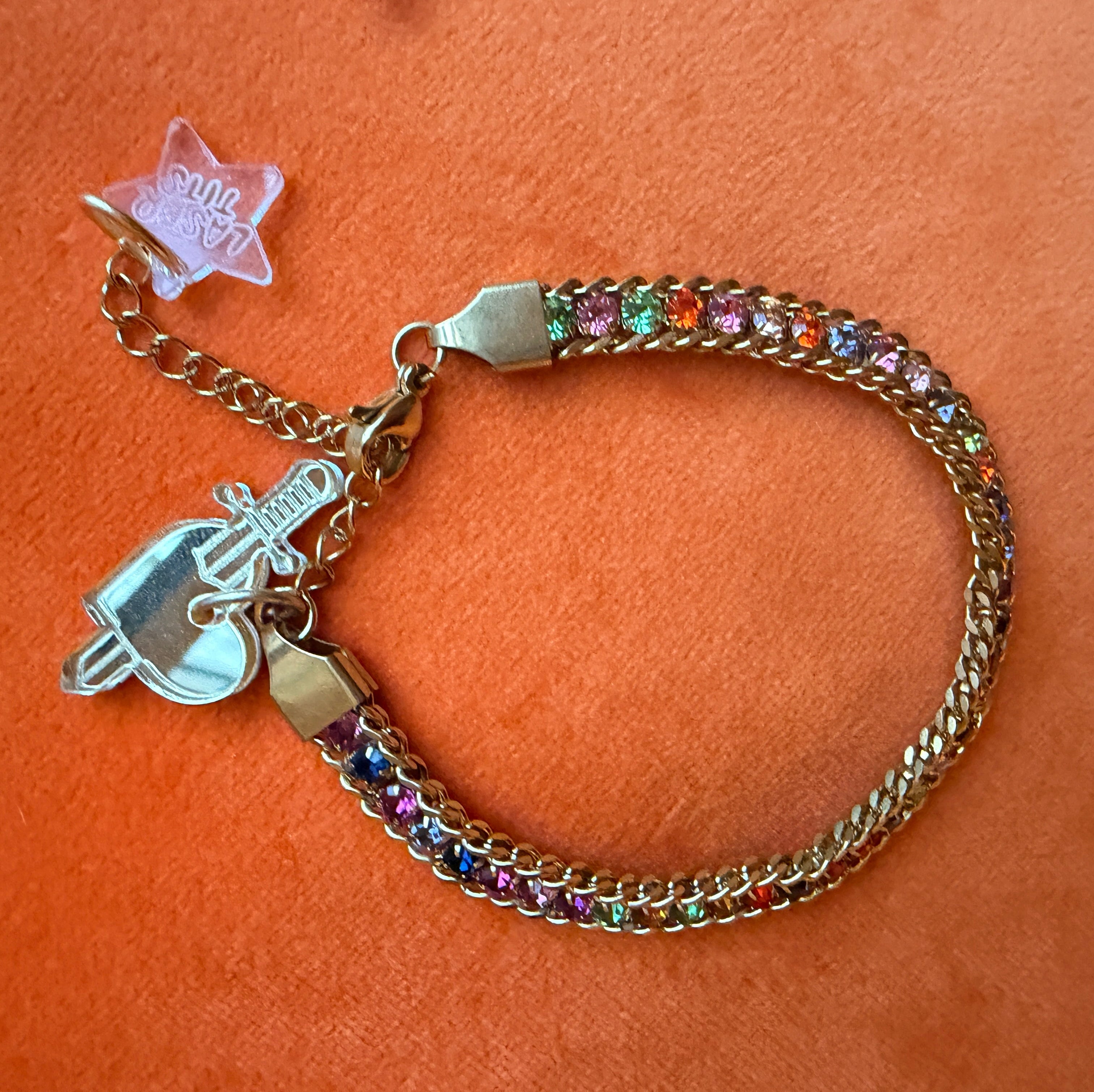 HEART AND DAGGER, vintage look charm bracelet