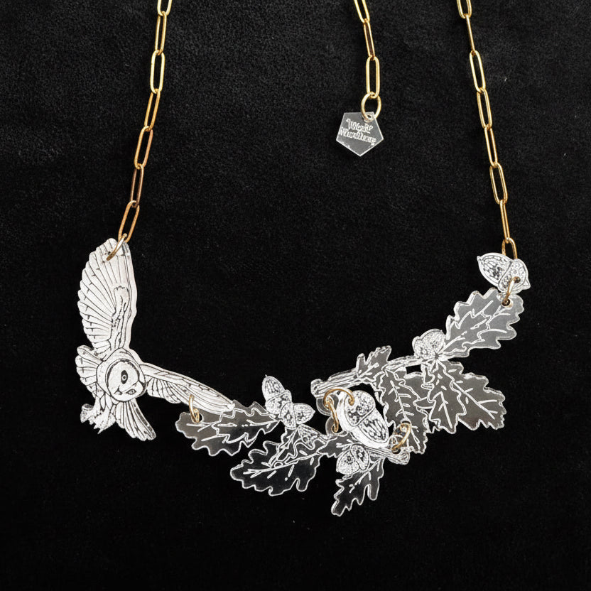 BARN OWL (with mouse) necklace