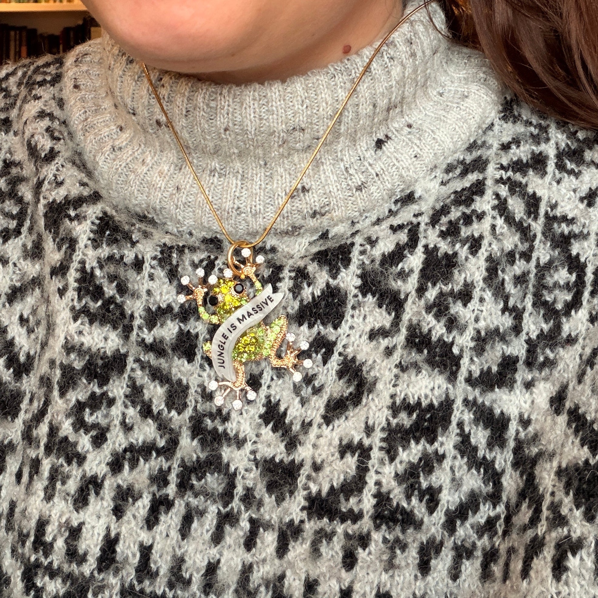 JUNGLE IS MASSIVE tree frog pendant