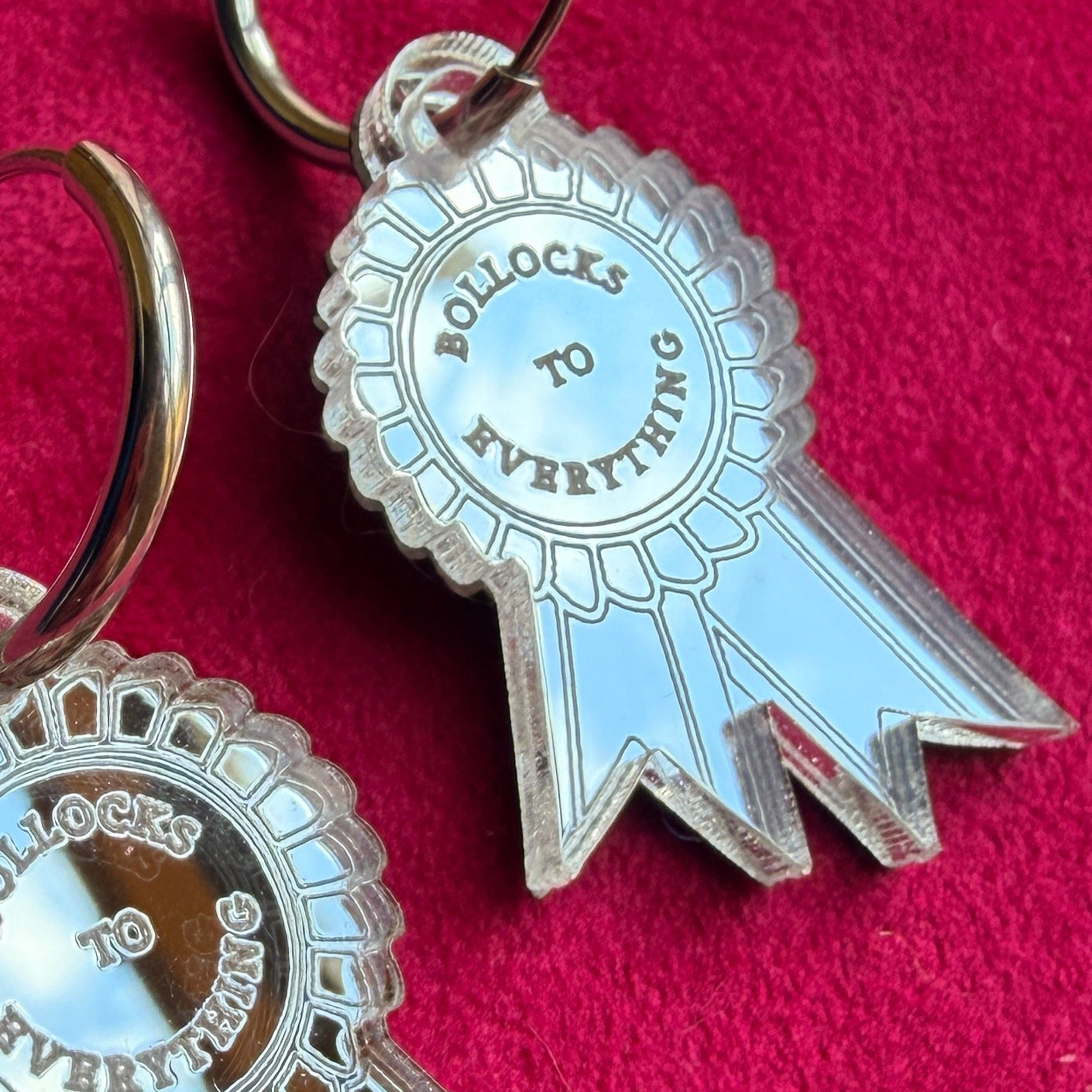 BOLLOCKS TO EVERYTHING. Rosette earrings