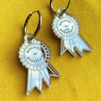 BOLLOCKS TO EVERYTHING. Rosette earrings