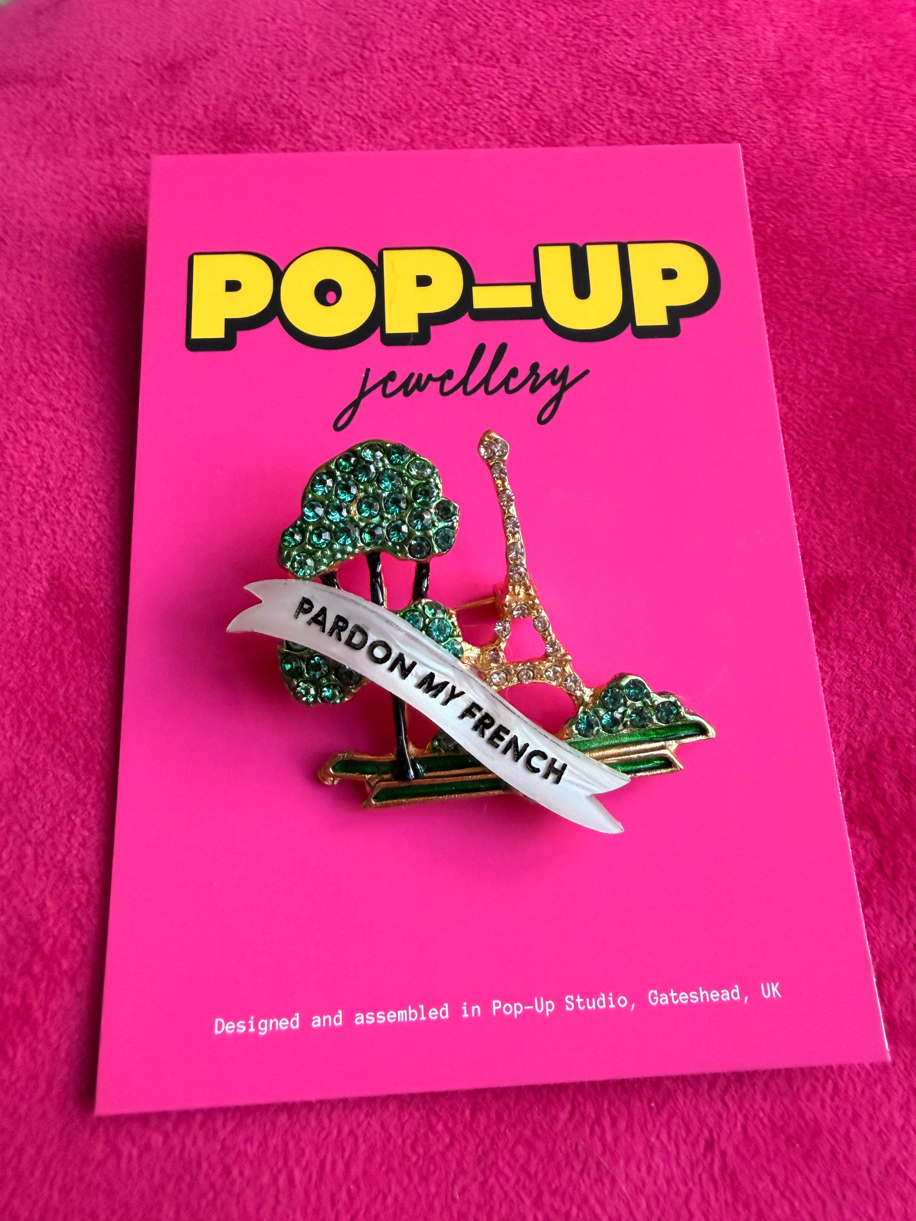 PARDON MY FRENCH, diamanté Paris pin