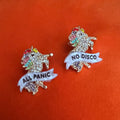 ALL PANIC, NO DISCO diamanté unicorn studs