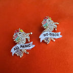 ALL PANIC, NO DISCO diamanté unicorn studs