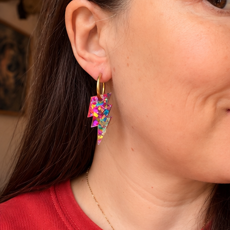 Confetti Lightning bolt hoops