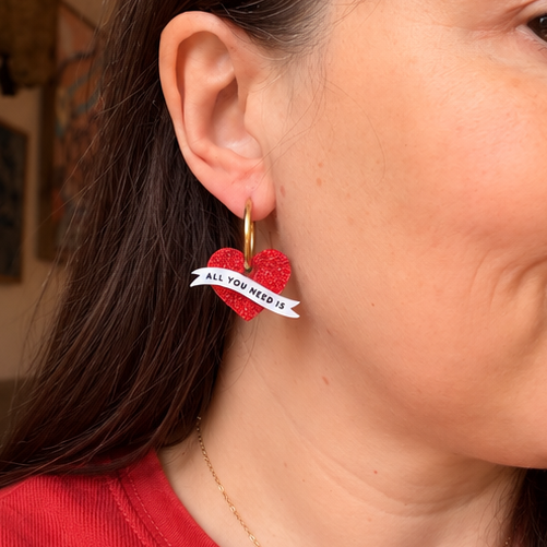 All You Need is LOVE, LOVE is All You Need. Hoop earrings
