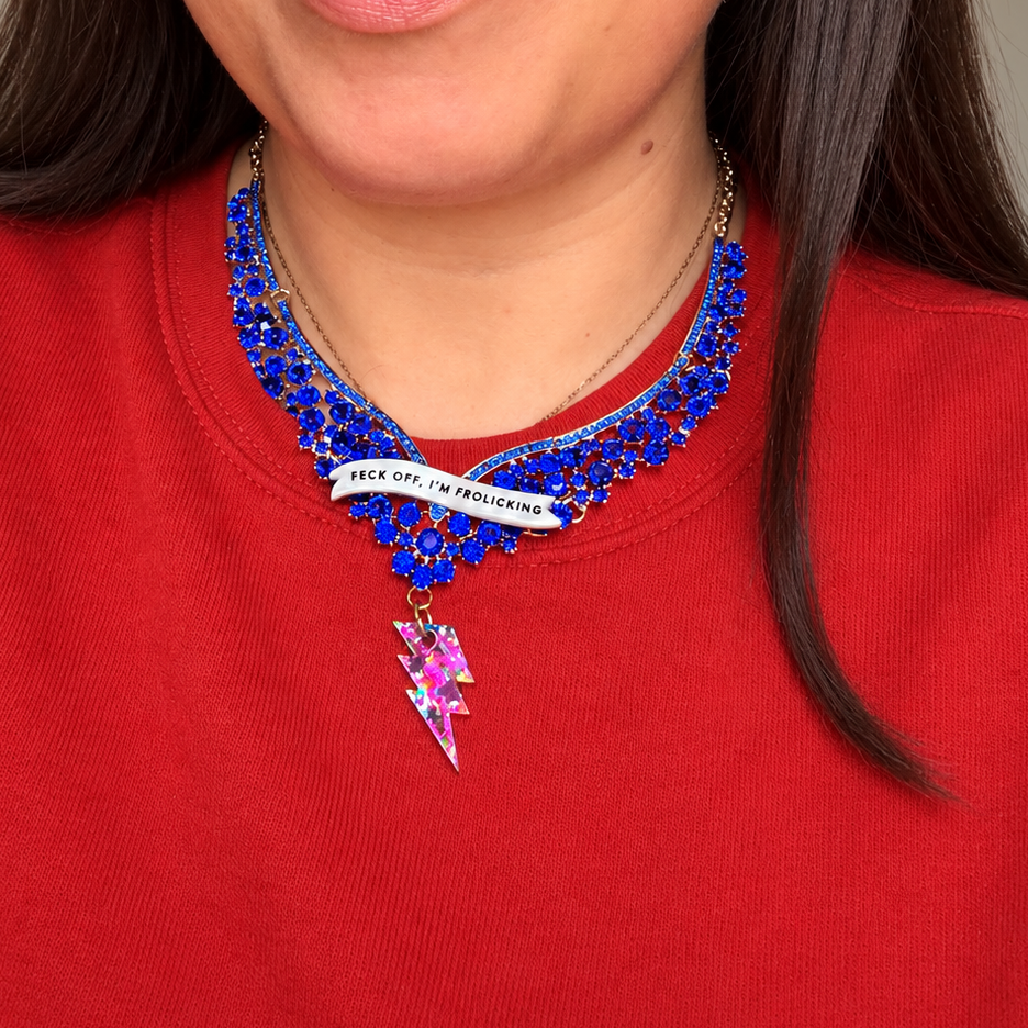 FECK OFF, I’M FROLICKING, diamanté princess necklace