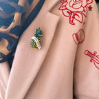 Push pineapple shake the tree. Diamanté pin