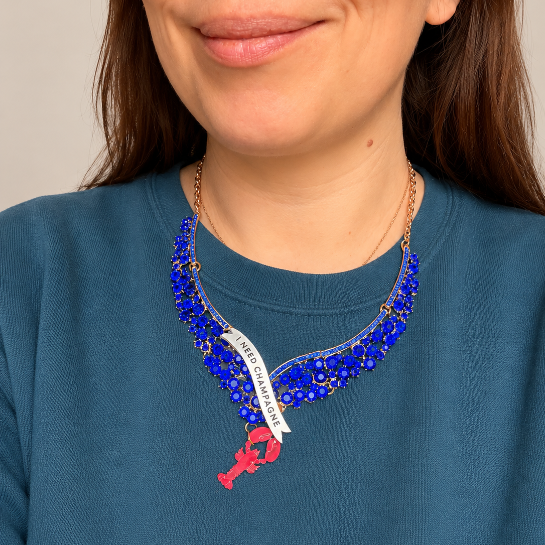 Lobsters and Champagne, diamanté princess necklace