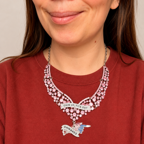 Chin up, tits out, onwards. Diamanté princess necklace