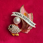 Clutch your pearls! It’s a scandalised fish! Diamanté pin